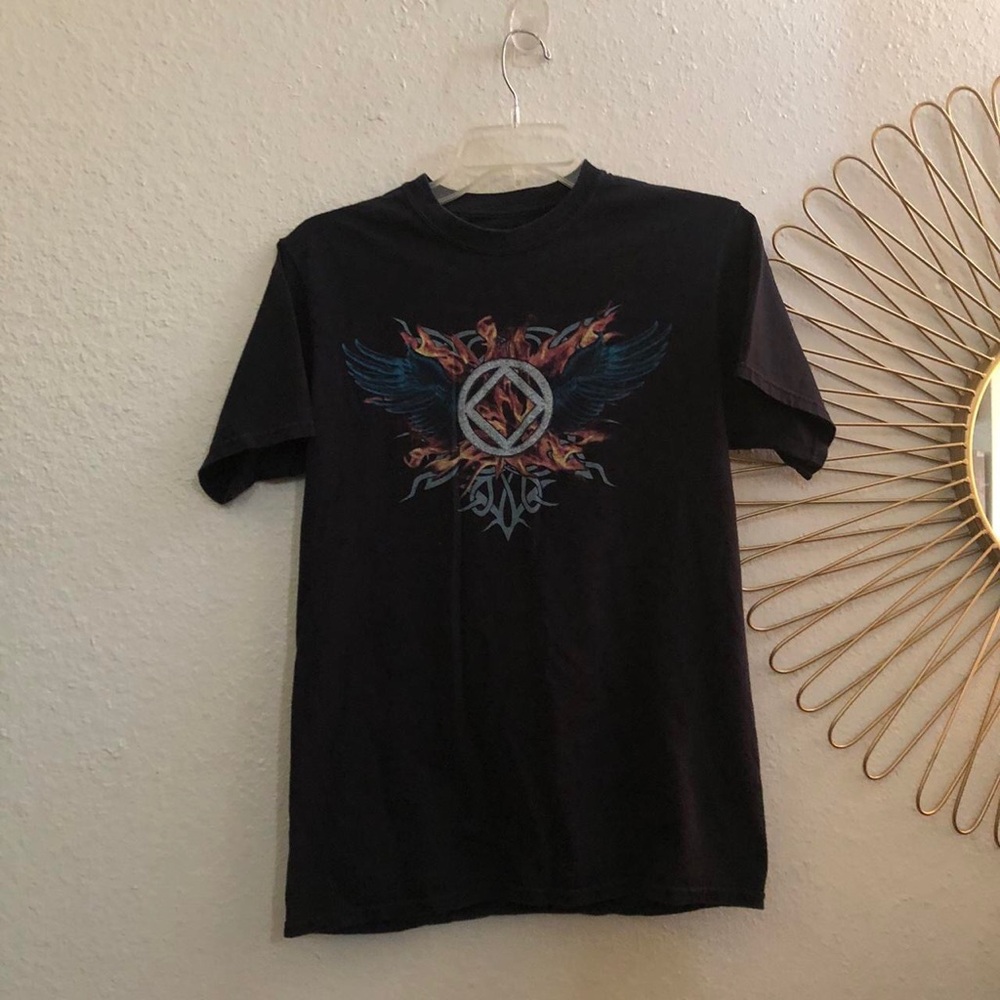 Dopeless Hopefiend Y2K Grunge Goth Recovery Graphic Tee Tshirt Top Flames Wings